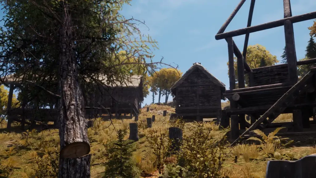 Medieval Dynasty Moving Settlement - A small village located on a steep hill.