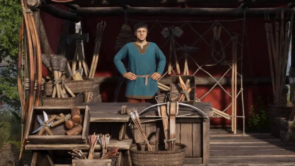 Medieval Dynasty Winter Tips: Storekeeper waiting for the player to buy some products.