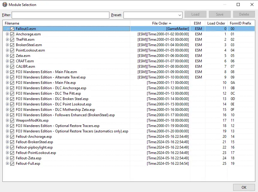 Fallout 3 mods guide: FO3EDIT module selection
