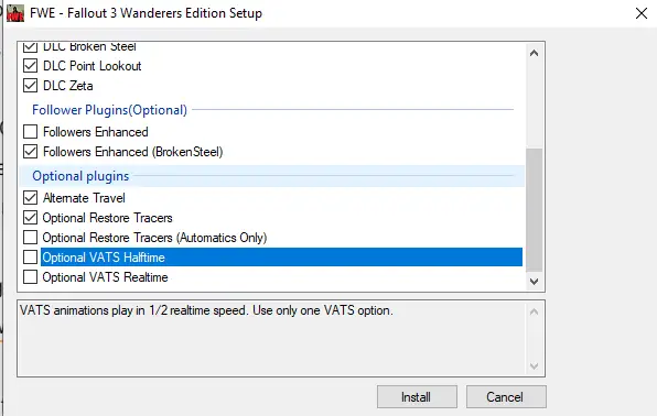 Fallout 3 mods guide: Fallout 3 Wanderers Edition Setup interface