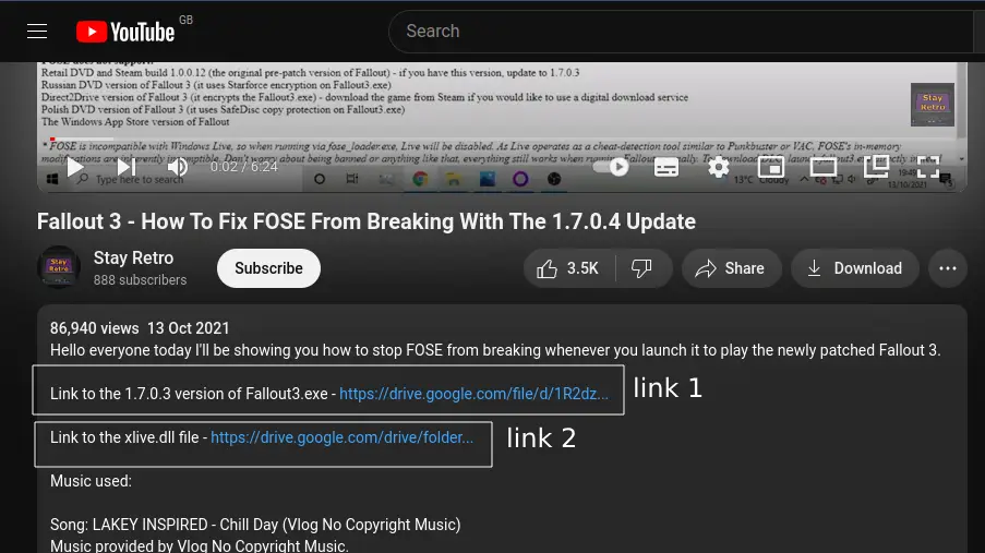 Fallout 3 mods guide: Links on the YouTube video that you need to press.